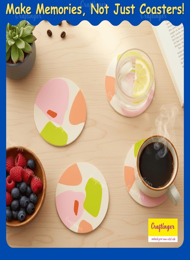 Craftinger Modern Abstract Coaster Painting Kit for Kids & Adults | 6 Pre-Marked Coasters with 6 Acrylic Markers | DIY Art & Craft Set | Fun & Creative Activity for Children Gift for Boys & Girls, Home, Office, Activity, Coloring Tea Cup Table Birthday Kitchen - Image 4